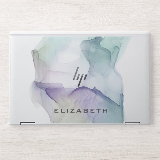 silk effect turquoise modern monogram HP laptop skin (Front)