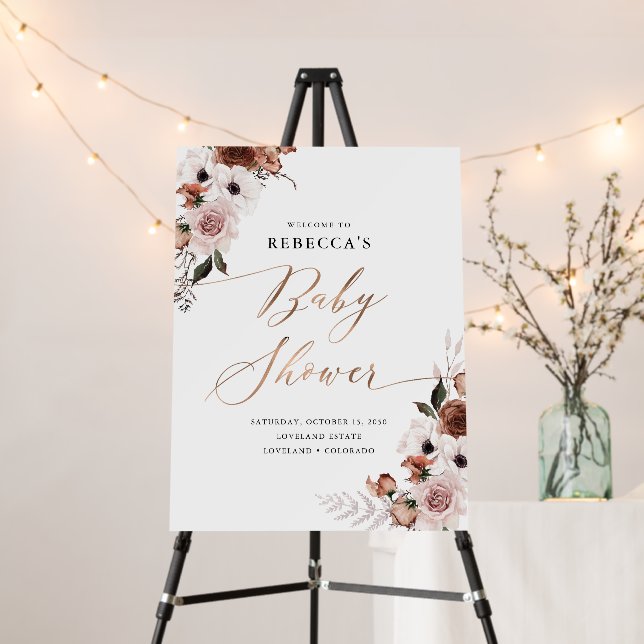 Silk Floral Baby Shower Foam Board (In Situ (Stand))