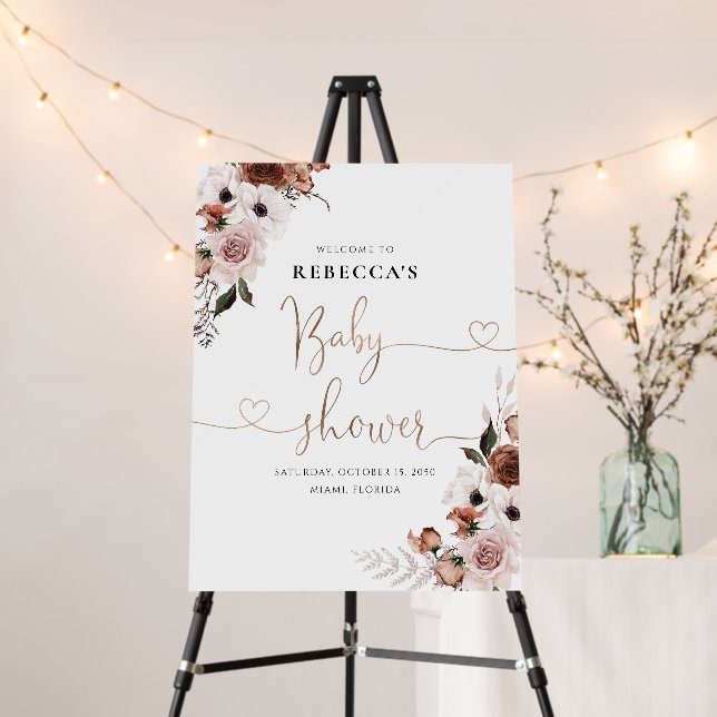 Silk Floral Baby Shower Foam Board (In Situ (Stand))