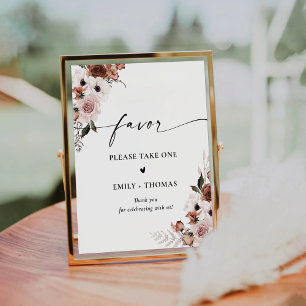 Silk Floral Bridal Shower Favor Sign