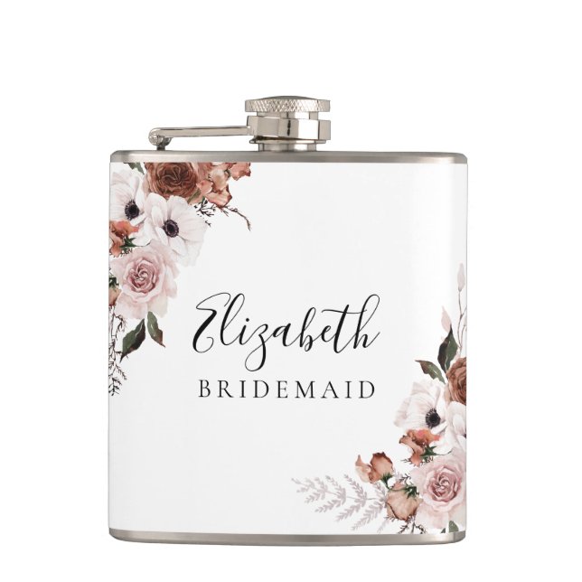 Silk Floral Bridal Shower Flask (Front)