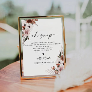 Silk Floral Bridal Shower Oh Snap Sign