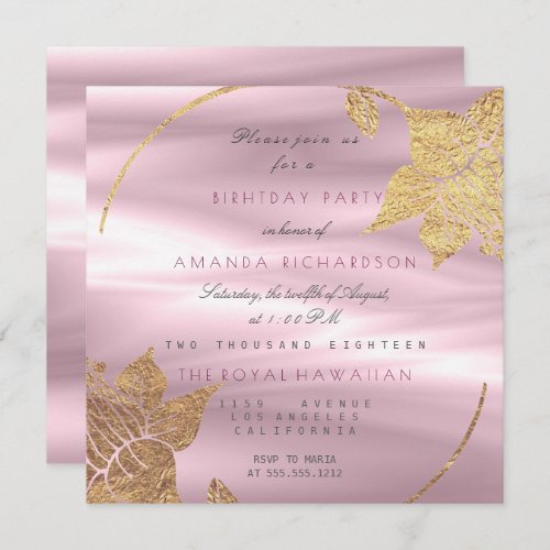 Silk Floral Glam Lily Gold Purple Birthday Party Invitation