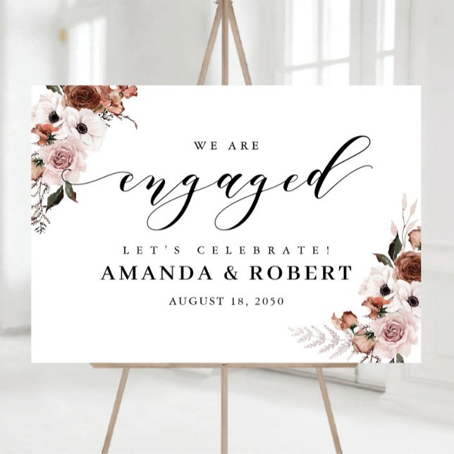 Silk Floral We Are Engaged Foam Board (Creator Uploaded)