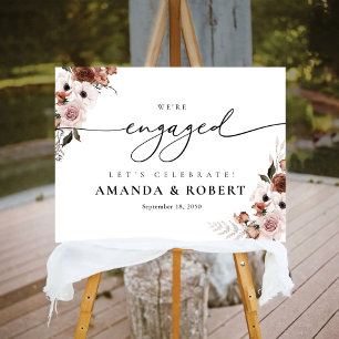 Silk Floral We Are Engaged Foam Board