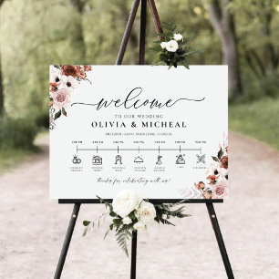 Silk Floral Wedding Ceremony Timeline Foam Board