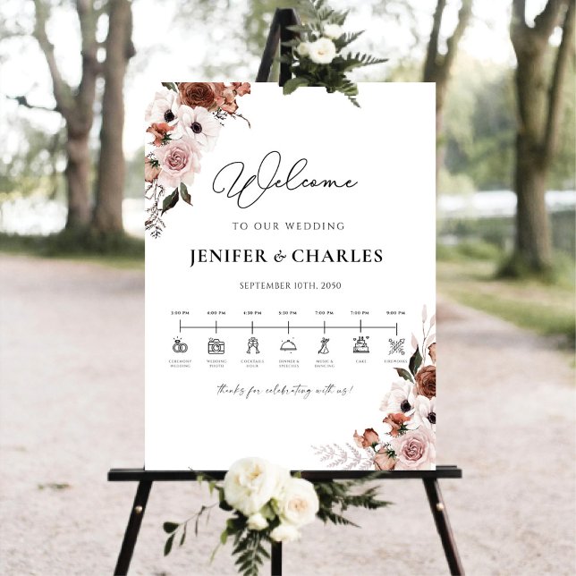 Silk Floral Wedding Ceremony Timeline Foam Board (Creator Uploaded)