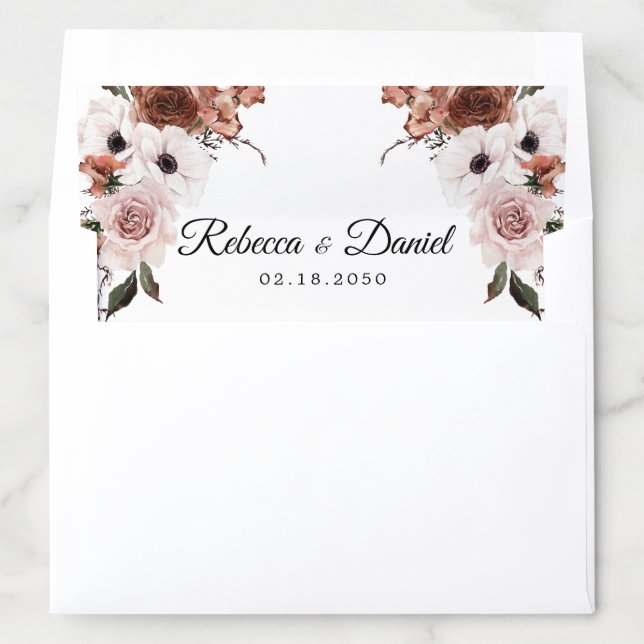 Silk Floral Wedding Envelope Liner (In Envelope)
