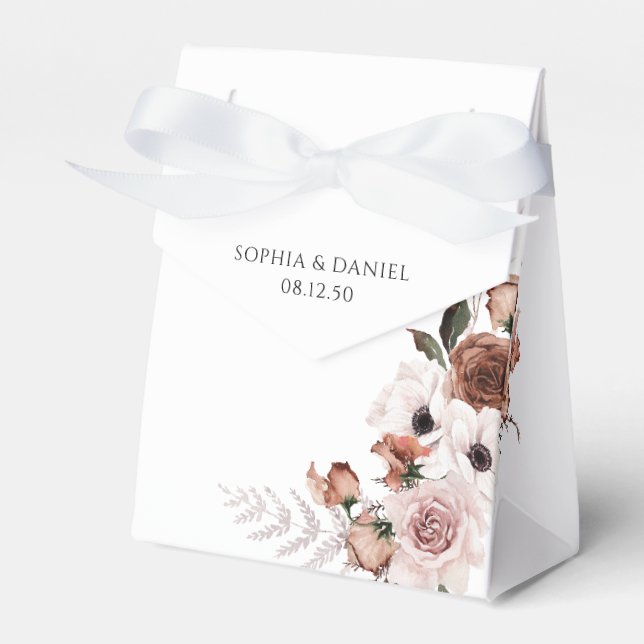 Silk Floral Wedding Favor Box (Front Side)