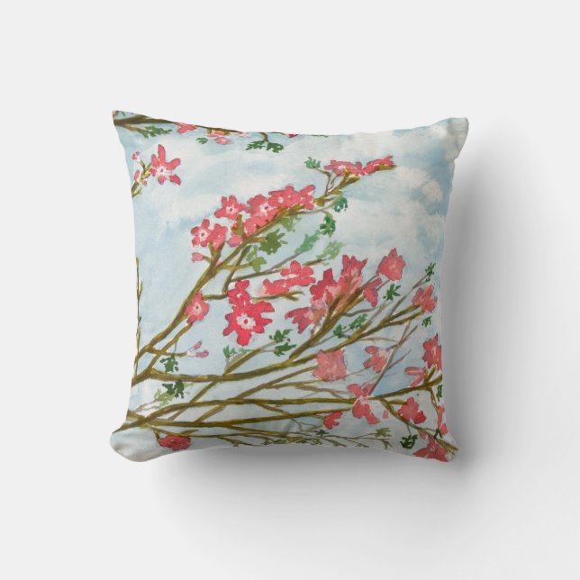Silk floss tree flowers throw pillow (Front)