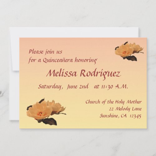 Silk Flowers Quinceanera Custom Invite