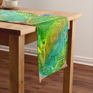 Silk‑Inspired Green Abstract Short Table Runner