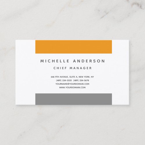 Silk Modern Grey Orange Professional Minimalist Business Card