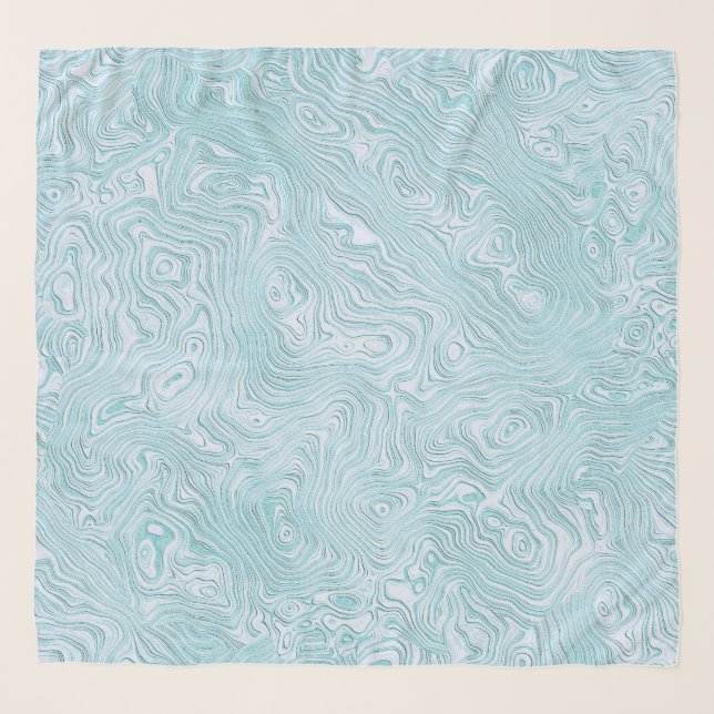 Silk Moire Pattern in Bright Aqua Scarf (Front)
