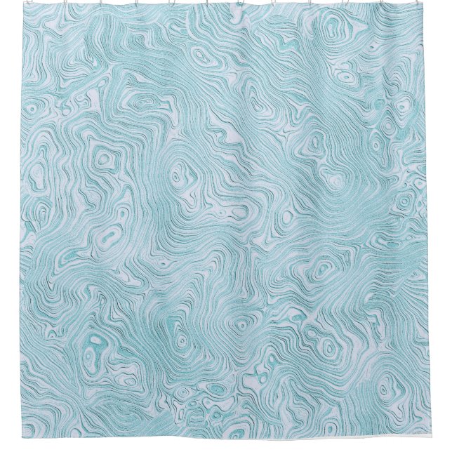 Silk Moire Pattern in Bright Aqua Shower Curtain (Front)