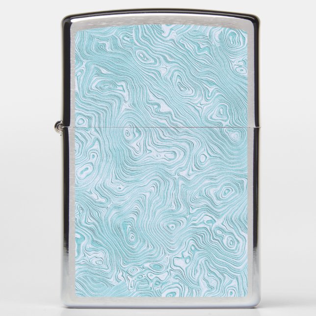 Silk Moire Pattern in Bright Aqua Zippo Lighter (Front)