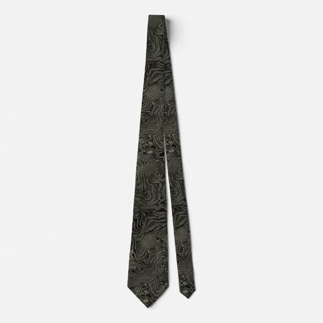 Silk Moire Small Pattern in Black Neck Tie (Front)
