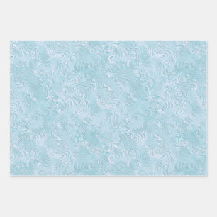 Silk Moire Small Pattern in Bright Aqua Wrapping Paper Sheets