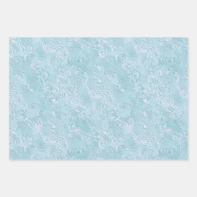 Silk Moire Small Pattern in Bright Aqua Wrapping Paper Sheets (Front)