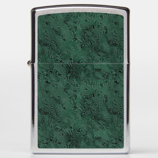 Silk Moire Small Pattern in Forest Green Zippo Lighter (Front)