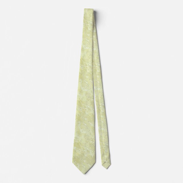 Silk Moire Small Pattern in Lemon Yellow Neck Tie (Front)