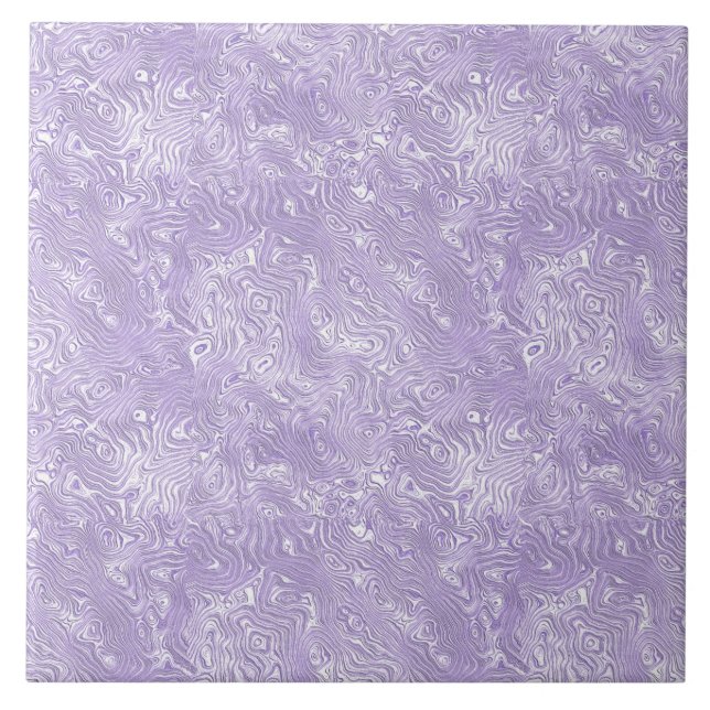 Silk Moire Small Pattern in Lilac Lavender Ceramic Tile (Front)