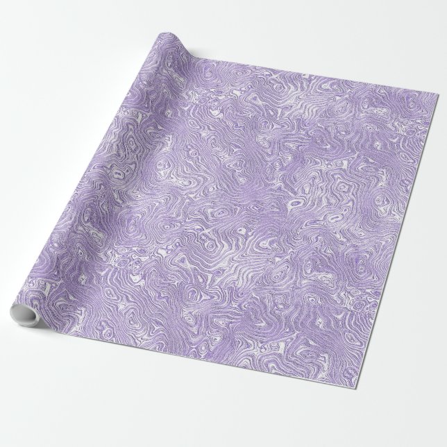 Silk Moire Small Pattern in Lilac Lavender Wrapping Paper (Unrolled)