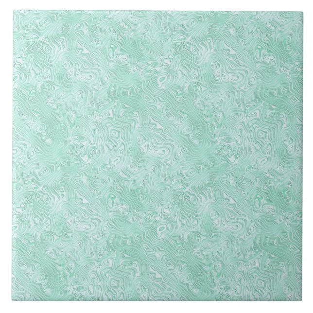 Silk Moire Small Pattern in Mint Green Ceramic Tile (Front)