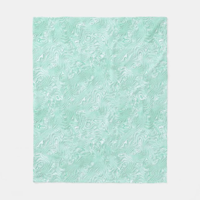 Silk Moire Small Pattern in Mint Green Fleece Blanket (Front)