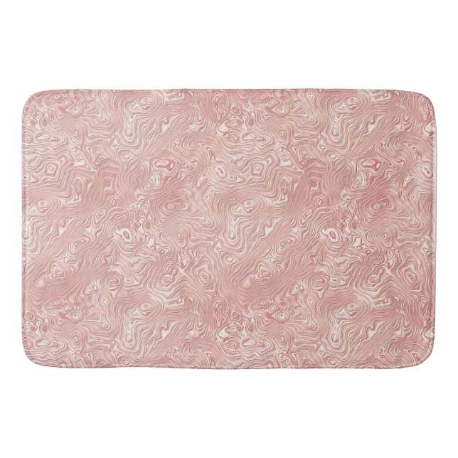 Silk Moire Small Pattern in Peach Bath Mat (Front)