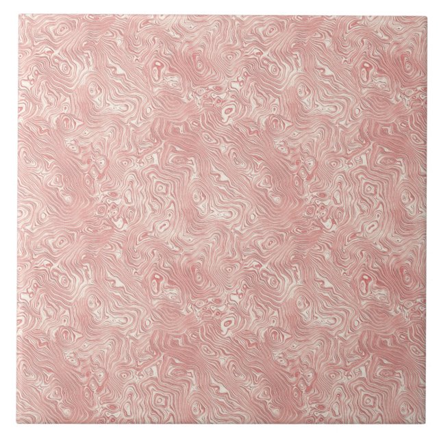 Silk Moire Small Pattern in Peach Ceramic Tile (Front)