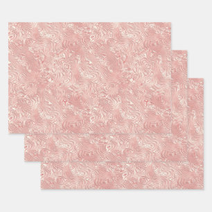 Silk Moire Small Pattern in Peach Wrapping Paper Sheets