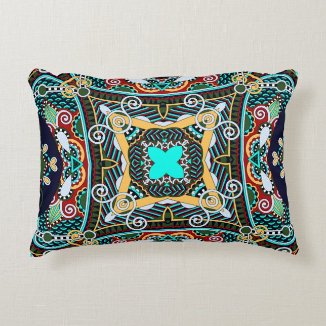 silk neck scarf or kerchief square pattern design  accent pillow (Front)
