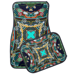 silk neck scarf or kerchief square pattern design  car floor mat