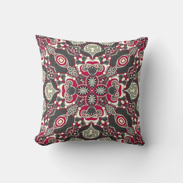 silk neck scarf or kerchief square pattern design  throw pillow (Front)