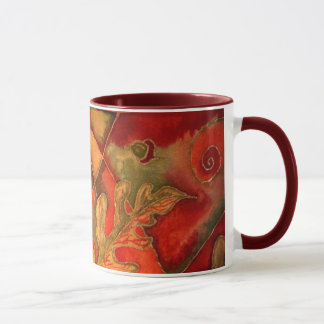 Silk painted Acorn Oak Leaf Mug by Cyn Mc