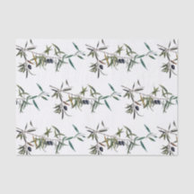 Silk paper with watercolor of olive branch