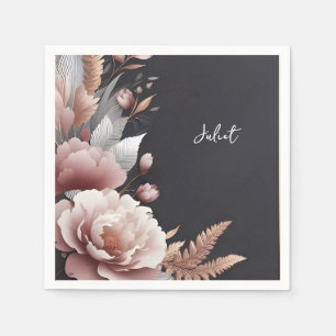 Silk Pink Boho Peony Dusty Rose Bridal Shower Napkins
