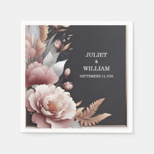 Silk Pink Boho Peony Garden Dusty Rose Wedding Napkins