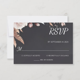Silk Pink Boho Peony Garden Dusty Rose Wedding RSVP Card