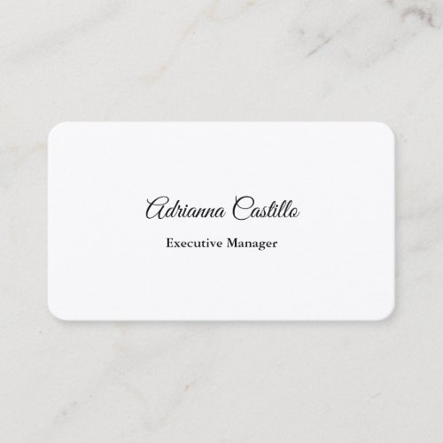 Silk Plain Simple Black White Minimal Handwritten Business Card