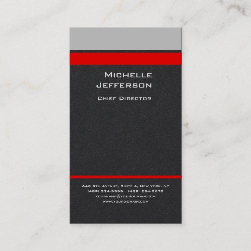 Silk Professional Modern Grey Red Black Business Card