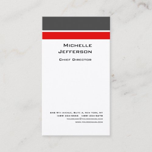 Silk Professional Modern Grey Red White Business Card