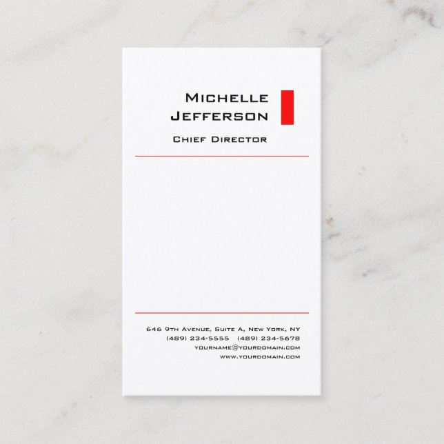 Silk Professional Modern Red White Business Card (Front)