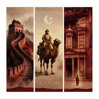Silk Road-Great Wall&Petra-Cinematic Painterly Triptych