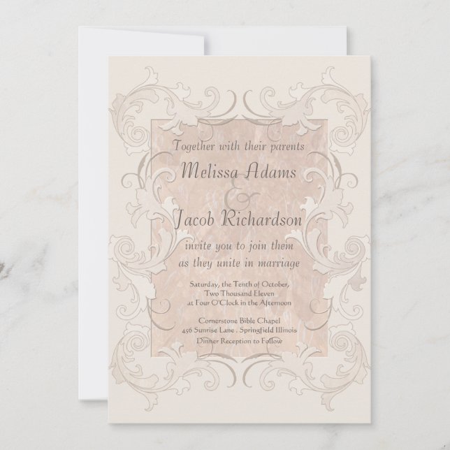 Silk Romance Elegant Wedding Invitation (Front)