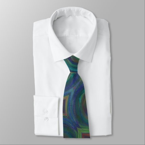 Silk Screened Peacock Abstract Neck Tie 