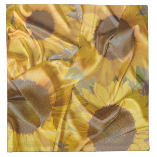 Silk Sunflowers  Fairy Lights Decoupage Cloth Napkin