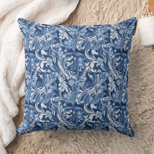 Silk texture in blue and white pattern  throw pillow