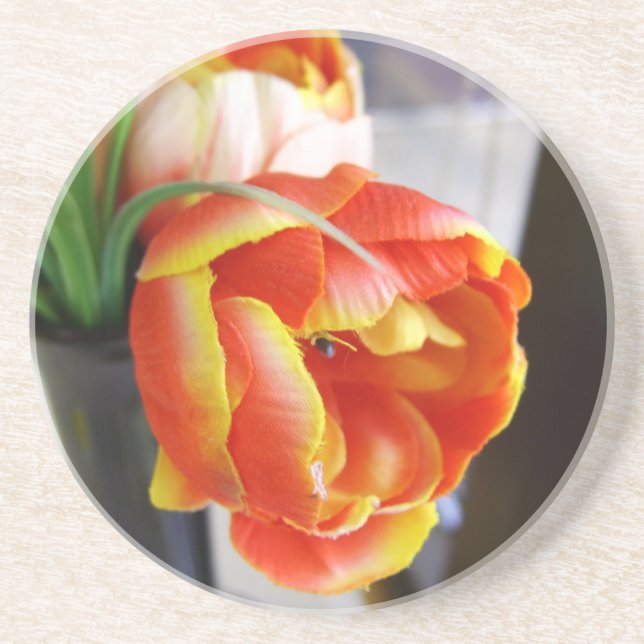 Silk Tulip Sandstone Coaster (Front)